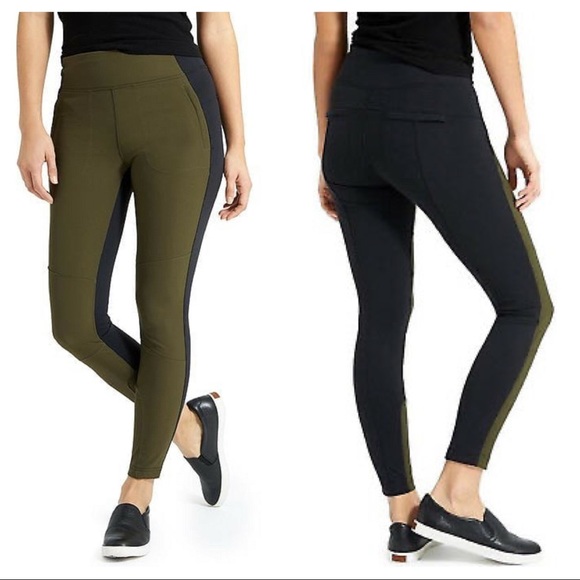 Athleta Pants - Athleta Highline Hybrid Ankle Tights Leggings Dark Forest Black 0